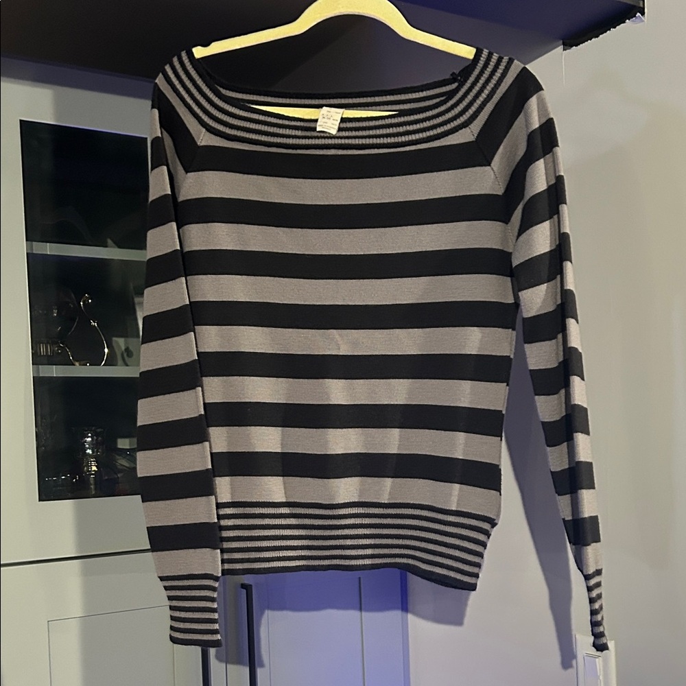 Rags to Raches Black and Gray Striped Sweater